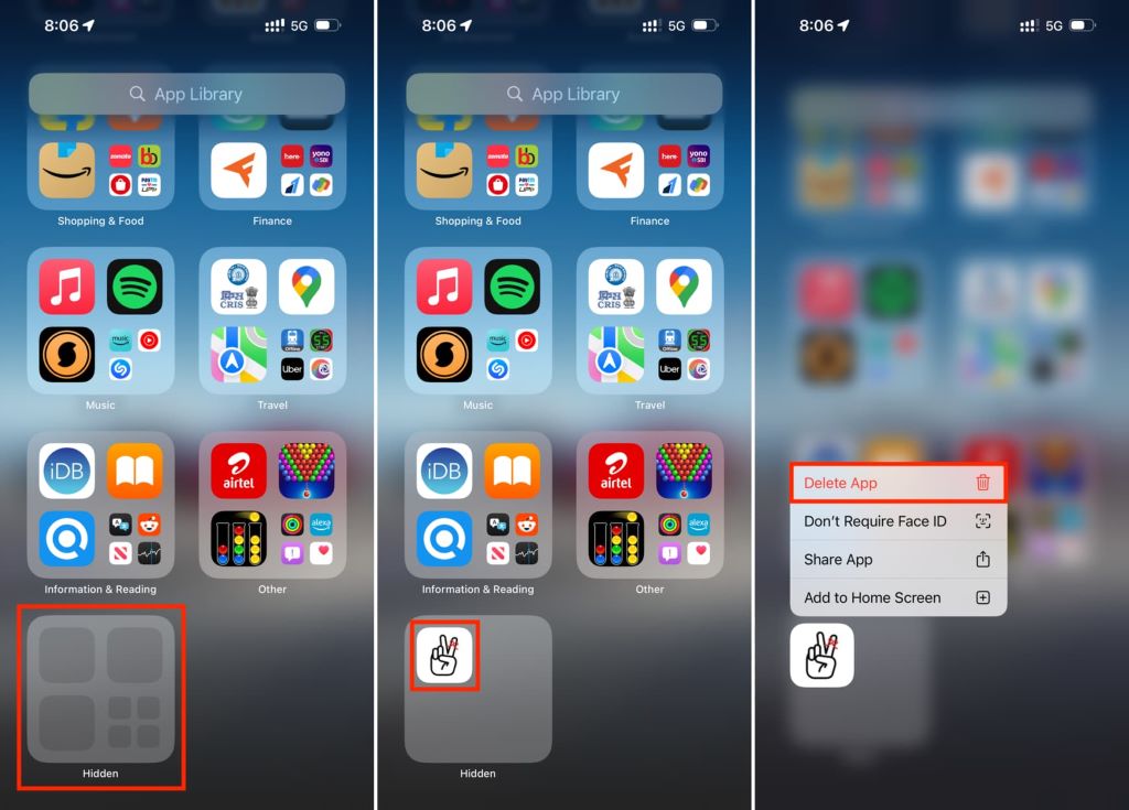 Can you delete hidden apps on an iPhone