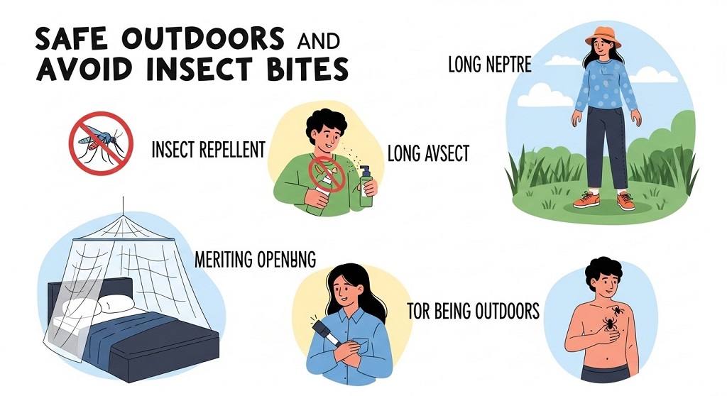 Protective outdoor clothing to prevent insect bites
