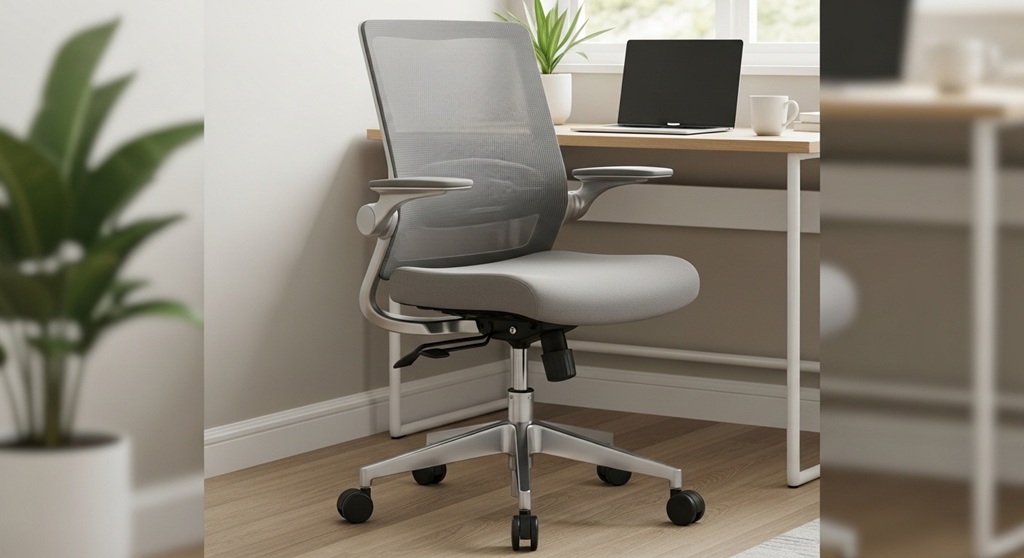 space-saving ergonomic chair under a small desk