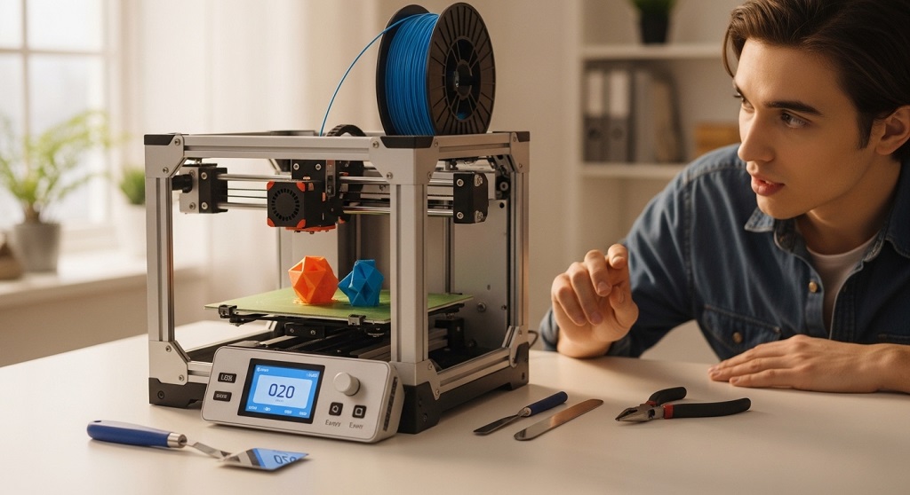 budget 3D printer for beginners printing PLA model on entry-level machine