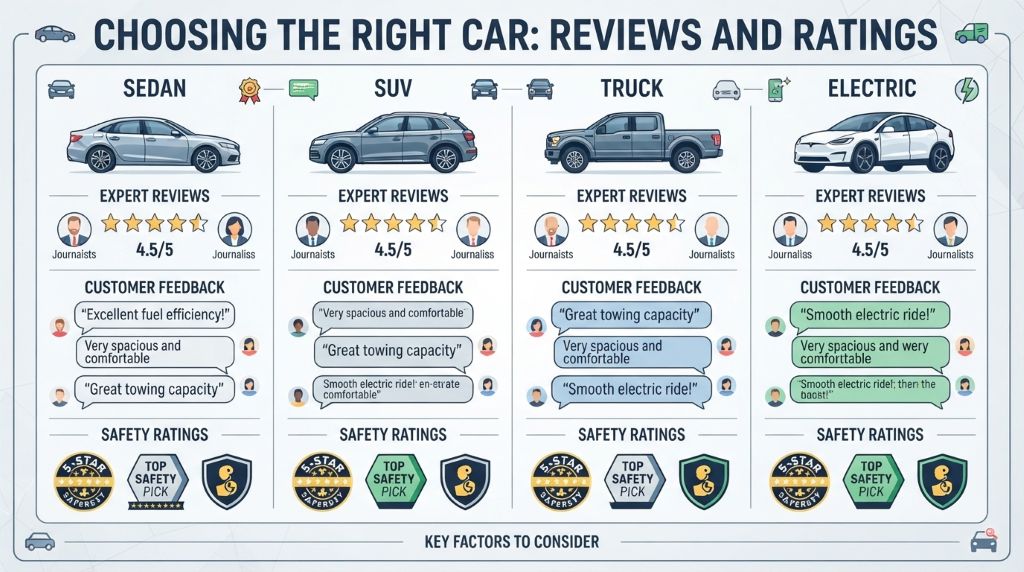Choosing the right car with reviews and ratings